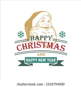 Christmas and New Year Typographical  with snowflakes, light, stars. Merry Christmas card. Vector Illustration