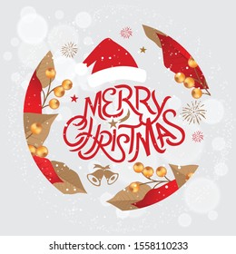 Christmas and New Year Typographical Vector Illustration