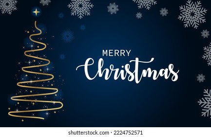 Christmas and New Year Typographical with winter landscape,christmas ball and snowflakes background.	