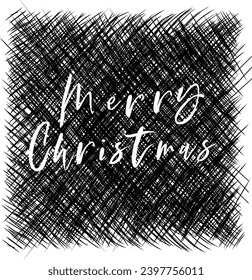 Christmas and New Year typography on black background of sticks, lights, stars. Merry Christmas card. Vector Illustration