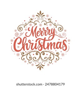 Christmas and New Year typography on a background with snowflakes. Vector illustration