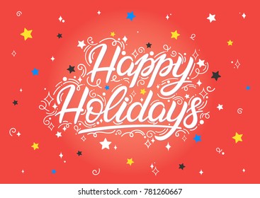 Christmas and New Year typography.Happy holidays with sparkles,swirls,snowflakes and stars.Seasons greetings perfect for prints, flyers,cards,invitations and more.Vector christmas illustration.