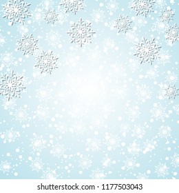 Christmas and New Year vector background with snowflakes and stars