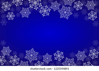 Christmas and New Year vector background with snowflakes.Winter blue background.