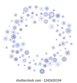 Christmas and New Year vector background with blue snowflakes. The effect of decorating the falling blue snowflakes. Winter vacation. Good for Christmas card, banner or poster. EPS 10