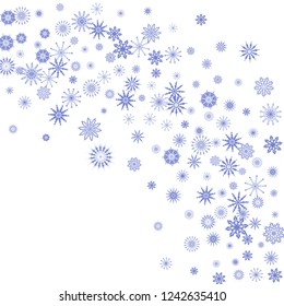 Christmas and New Year vector background with blue snowflakes. The effect of decorating the falling blue snowflakes. Winter vacation. Good for Christmas card, banner or poster. EPS 10