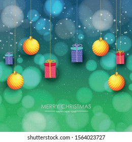 Christmas and New Year vector background with stars, snowflakes and winter decor