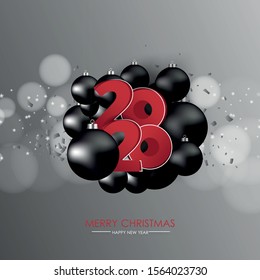 Christmas and New Year vector background with stars, snowflakes and winter decor