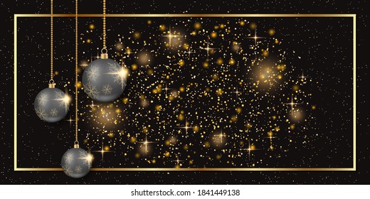 Fondo vectorial de Navidad y Año Nuevo con estrellas doradas, copos de nieve y decoración de invierno