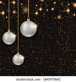 Christmas and New Year vector background with golden stars,  snowflakes and winter decor