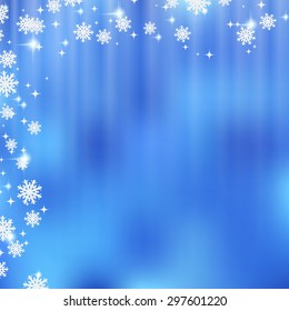 Christmas and New Year vector background with snowflakes and stars. Greeting or invitation card template.
