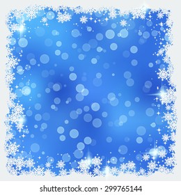 Christmas and New Year vector background with snowflakes and stars. Greeting or invitation card template