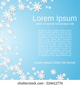 Christmas and New Year vector background with cartoon snowflakes