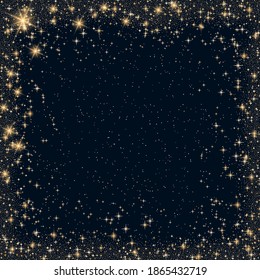 Christmas and New Year vector black background with stars and snowflakes