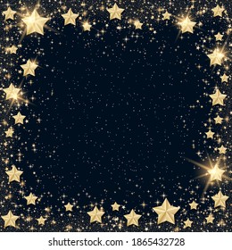 Christmas and New Year vector black background with stars and snowflakes