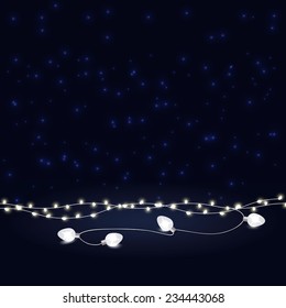 Christmas and  New Year vector card with festive garland lights. Vector illustration EPS10