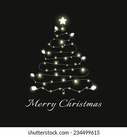 Christmas and  New Year vector card with festive garland lights. Vector illustration EPS 10