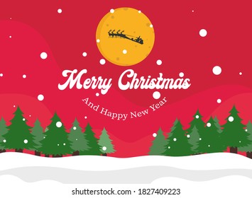 Christmas and new year vector concept: Text of merry christmas and happy new year on the snowy background