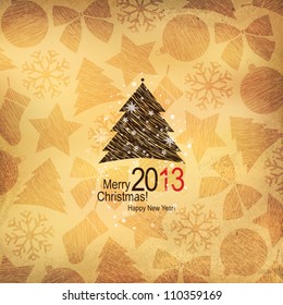 Christmas and New Year. Vector greeting card