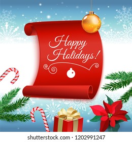 Christmas and New Year. Vector greeting card with Christmas tree