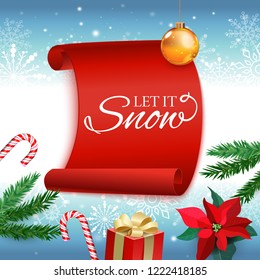 Christmas and New Year. Vector greeting card with Christmas tree