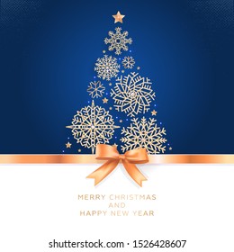 Christmas and New Year. Vector greeting card with Christmas tree