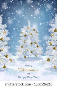 Christmas and New Year Vector Greeting Card