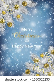 Christmas and New Year Vector Greeting Card