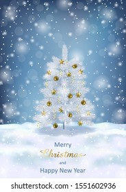 Christmas and New Year Vector Greeting Card