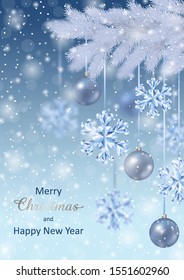 Christmas and New Year Vector Greeting Card