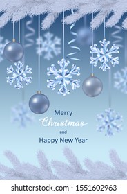 Christmas and New Year Vector Greeting Card