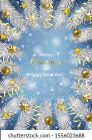 Christmas and New Year Vector Greeting Card