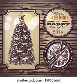 Christmas and New Year. Vector greeting card 