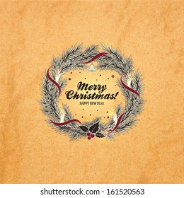 Christmas and New Year. Vector greeting card