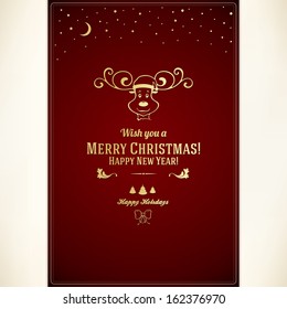 Christmas and New Year. Vector greeting card