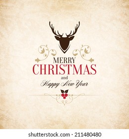 Navidad y Año Nuevo. Tarjeta de felicitación de vectores