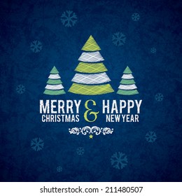 Christmas and New Year. Vector greeting card