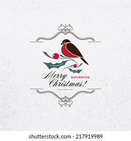Navidad y Año Nuevo. Tarjeta de felicitación de vectores