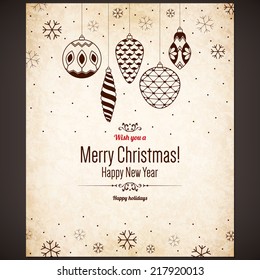 Christmas and New Year. Vector greeting card