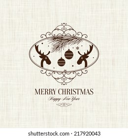 Christmas and New Year. Vector greeting card
