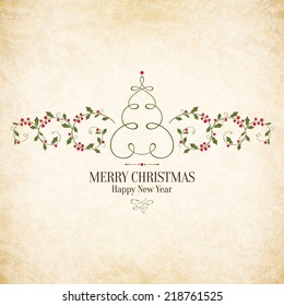 Christmas and New Year. Vector greeting card