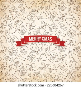 Weihnachten und Neujahr. Vektorgrußkarte