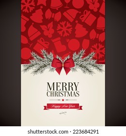 Christmas and New Year. Vector greeting card