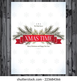 Christmas and New Year. Vector greeting card