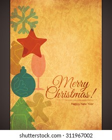 Navidad y Año Nuevo. Tarjeta de felicitación de vectores