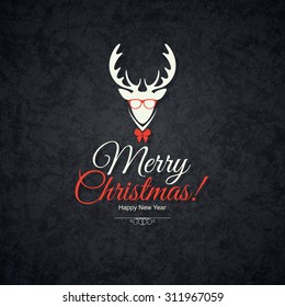 Christmas and New Year. Vector greeting card with Christmas Reindeer