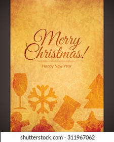 Navidad y Año Nuevo. Tarjeta de felicitación de vectores