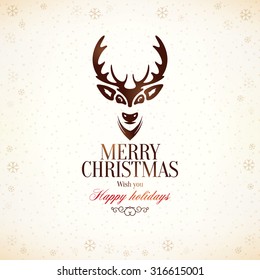 Christmas and New Year. Vector greeting card with Christmas Reindeer