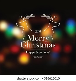 Christmas and New Year. Vector greeting card with Christmas Reindeer