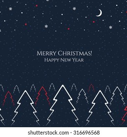 Christmas and New Year. Vector greeting card with Christmas tree